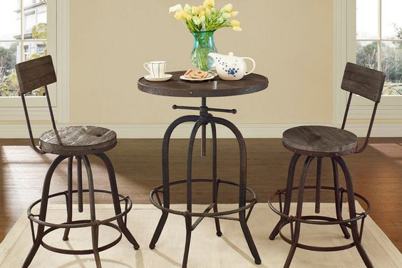 bàn ghế chân sắt trong nội thất nhà cửa