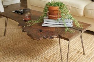 bàn trà gỗ chân hairpin trong nội thất