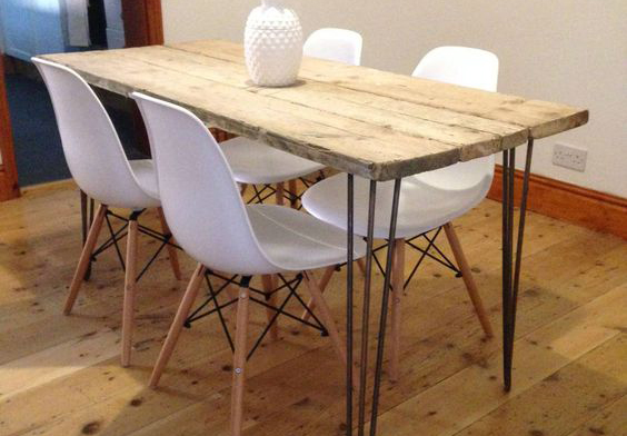 bàn trà ỗ chân sắt hairpin