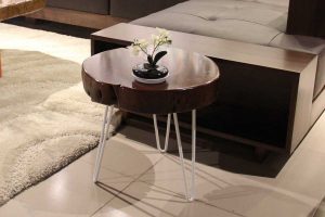 bàn trà gỗ chân sắt hairpin