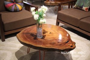 bàn trà gỗ chân sắt hairpin nội thất phòng khách