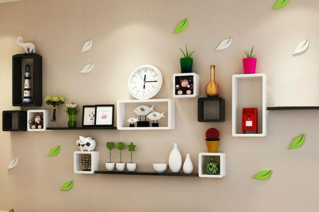 kệ gỗ trang trí phòng ngủ