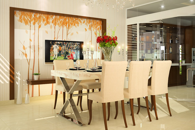 trang trí nội thất phòng ăn mùa thu