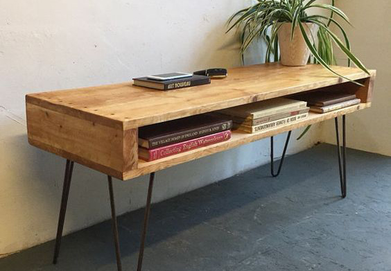 tủ gỗ đưng sách chân sắt hairpin